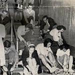 Sept.-  1946 Hackensack Opening  night and skaters want to try new plastic floor.
Bottom - Jean Ackerman & Charlie Irwin. Top - Andy Kraemer, Artie Degenhardt & Robert Belvis